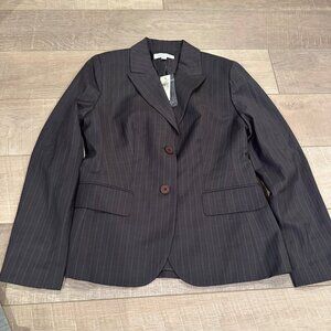 ANN TAYLOR WOMENS SIZE 6 BLAZER COAT SPORT JACKET SIZE 6 NEW BROWN PIN STRIPE